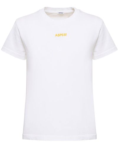 Aspesi T-shirt en jersey de coton à logo brodé - Blanc