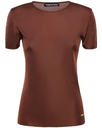 Tom Ford Compact Slinky Viscose T-shirt - Brown