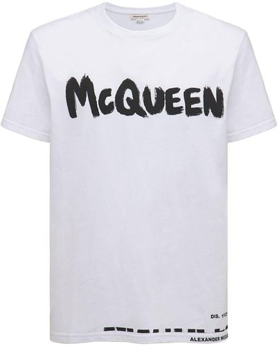 Alexander McQueen Logo Printed Cotton Jersey T-Shirt - White