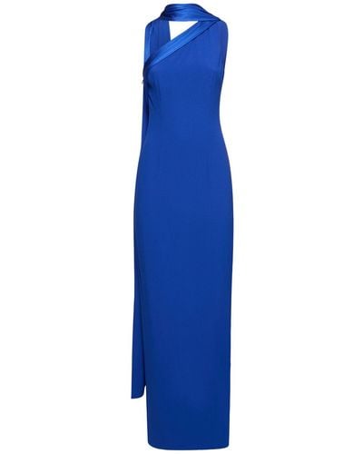 Roland Mouret ワンショルダーサテンクレープドレス - ブルー