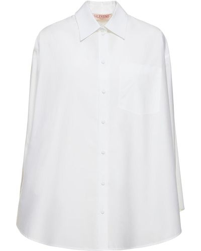Valentino Oversized Hemd Aus Baumwollpopeline - Weiß
