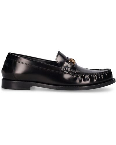 Versace 20Mm Leather Loafers - Black