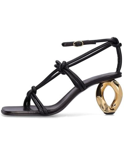 JW Anderson 75Mm Leather Chain Heel Sandals - Black