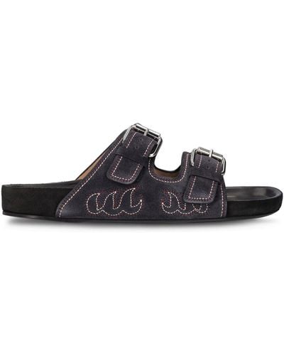 Isabel Marant Lennyo Leather Flat Sandals - Black