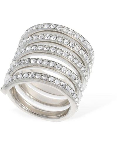 AMINA MUADDI Vittoria crystal ring - Bianco