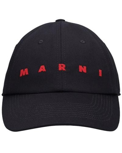 Marni Logo Cotton Baseball Cap - Blue