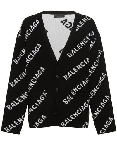 Balenciaga ウールブレンドニットカーディガン - ブラック