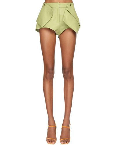 Jacquemus 3d Pocket Leather Shorts - Green