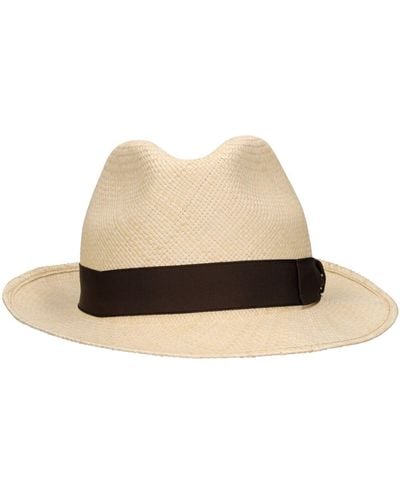 Borsalino Chapeau panama en paille federico 6 cm - Blanc