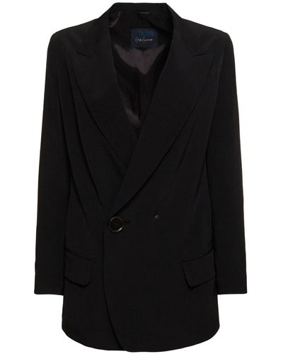 Yohji Yamamoto Crepe De Chine Side Button Jacket - Black