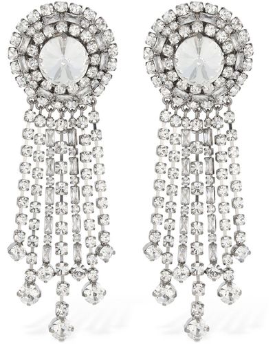 Alessandra Rich Fringes Crystal Pendant Earrings - White