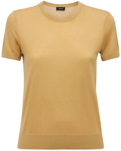 Theory Camiseta de punto de lana - Amarillo