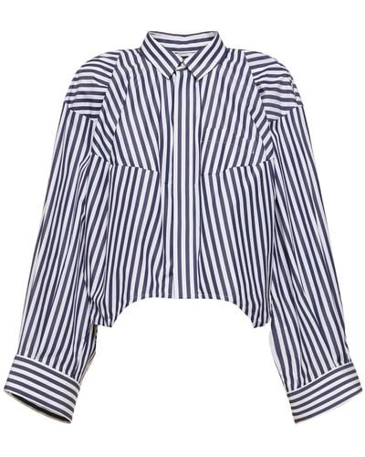 Sacai Poplin Shirt W/cocoon Sleeves - Blue