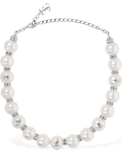 Jimmy Choo Imitation Pearl & Crystal Choker - White