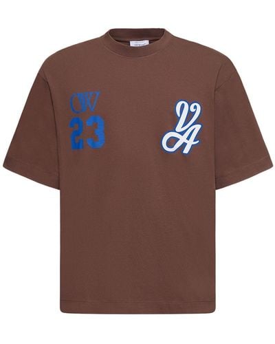Off-White c/o Virgil Abloh 23 Varsity Skate Cotton T-Shirt - Brown
