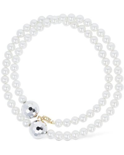 Timeless Pearly Double Wrap Pearl Collar Necklace - White
