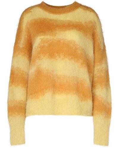 Isabel Marant Sawyer Striped Mohair Blend Knit Sweater - Yellow