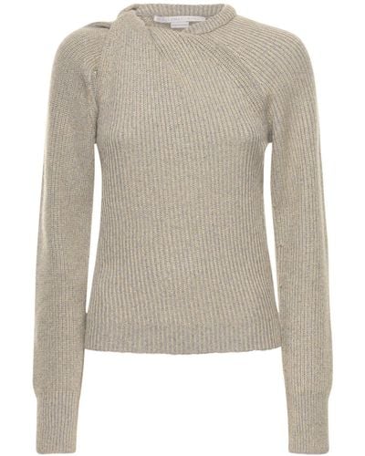 Stella McCartney Twisted Cashmere Rib Knit Sweater - Natural