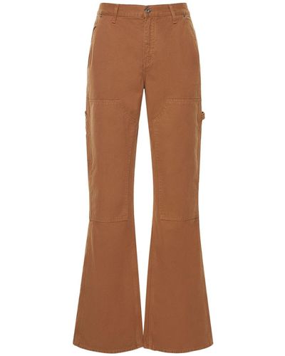 Off-White c/o Virgil Abloh Carpenter Cotton Canvas Flared Trousers - Brown