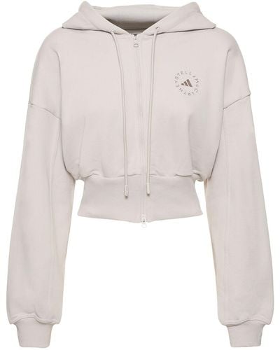 adidas By Stella McCartney Cropped Zip-up Sweatshirt - White