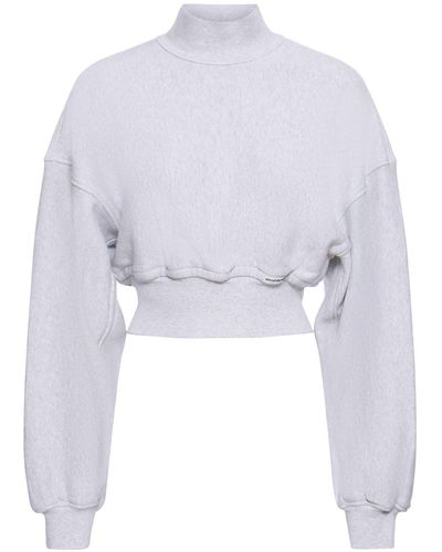 Alexander Wang Suéter corto de algodón con cuello vuelto - Blanco