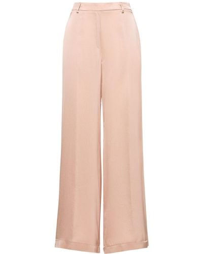 Forte Forte Stretch Silk Satin Wide Trousers - Pink