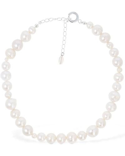 Magda Butrym Silver And Pearl Collar Necklace - White