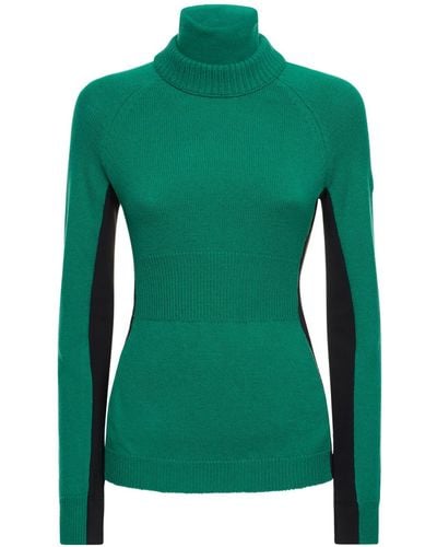 3 MONCLER GRENOBLE Suéter de cuello alto de mezcla de lana - Verde