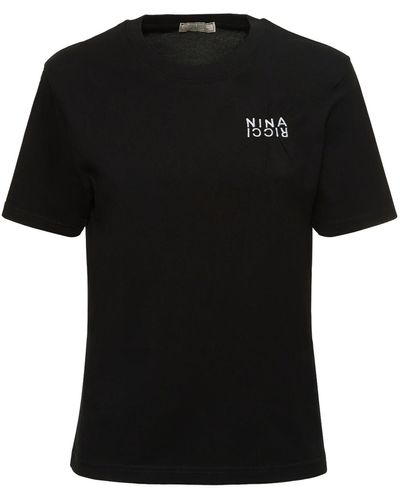 Nina Ricci Camiseta de jersey de algodón con logo bordado - Negro