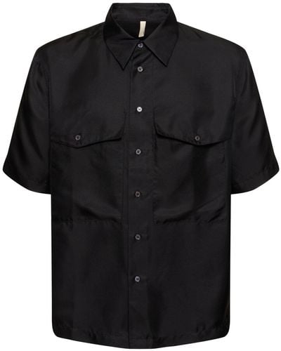 sunflower Silk Short Sleeve Shirt - Black