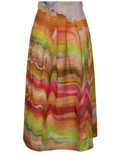 Ulla Johnson Alessandra Printed Linen Long Skirt - Multicolor