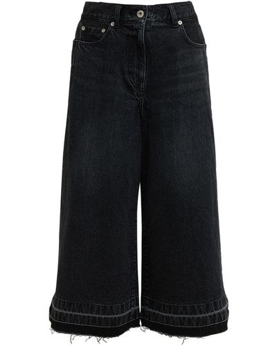 Sacai Jeans Rectos De Denim De Algodón - Negro