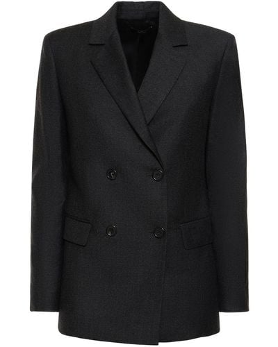 Theory Double Breasted Wool Jacket - Black