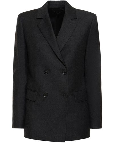 Theory Double Breasted Wool Jacket - Black