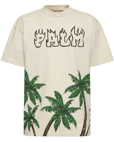 Palm Angels T-shirt Aus Baumwolle Mit Palmen/schädeldruck - Grün