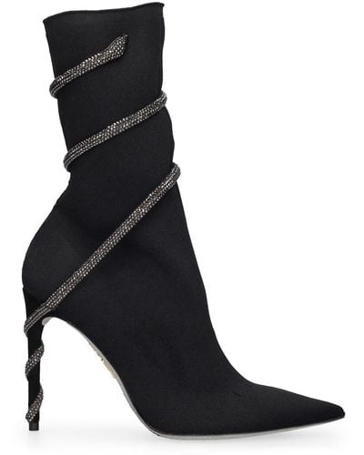 Rene Caovilla Stretch Snake Ankle Boots 105 - Black