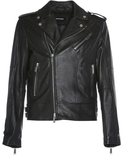 DSquared² Kiodo Leather Zip Jacket - Black