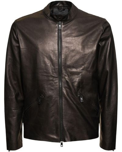 Giorgio Brato Natural Leather Biker Jacket - Black