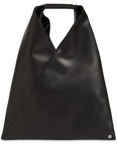 MM6 by Maison Martin Margiela Small Japanese Faux Leather Tote Bag - Black