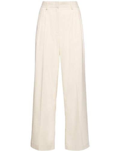 Totême Silk & Cotton Corduroy Wide Trousers - White