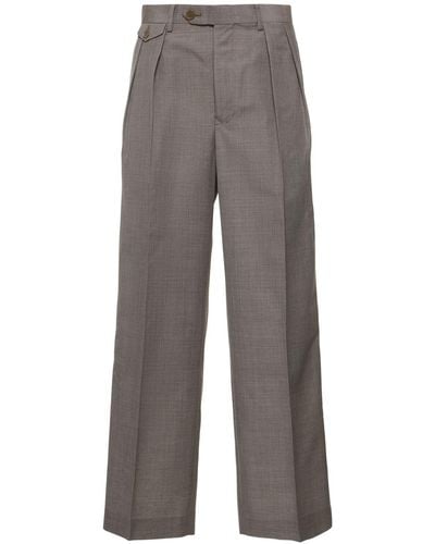 AURALEE Tropical Wool & Mohair Trousers - Grey
