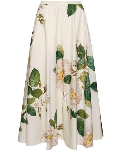 Giambattista Valli Printed Cotton Poplin Midi Skirt - White