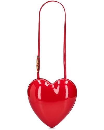 Moschino Schultertasche Aus Lackleder "heartbeat" - Rot