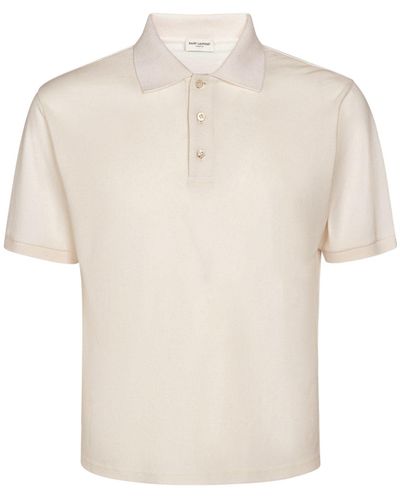 Saint Laurent Polo cassandre in misto cotone - Bianco