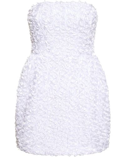 ROTATE BIRGER CHRISTENSEN 3D Flower Satin Mini Dress - White