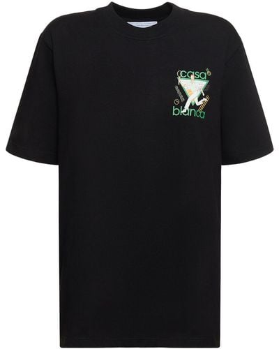 Casablancabrand T-shirt in jersey con stampa logo - Nero