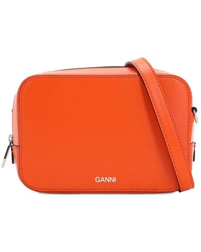 Ganni Textured Leather Bag - Orange