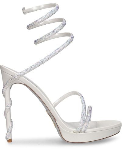 Rene Caovilla 120Mm Margot Satin & Crystals Sandals - White