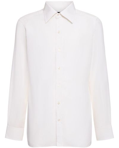 Tom Ford Schmales Hemd Aus Seidenmischgewebe - Weiß