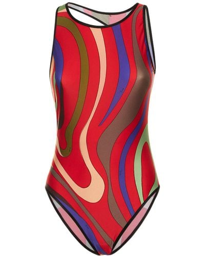 Emilio Pucci Marmo Print Onepiece Swimsuit - Red